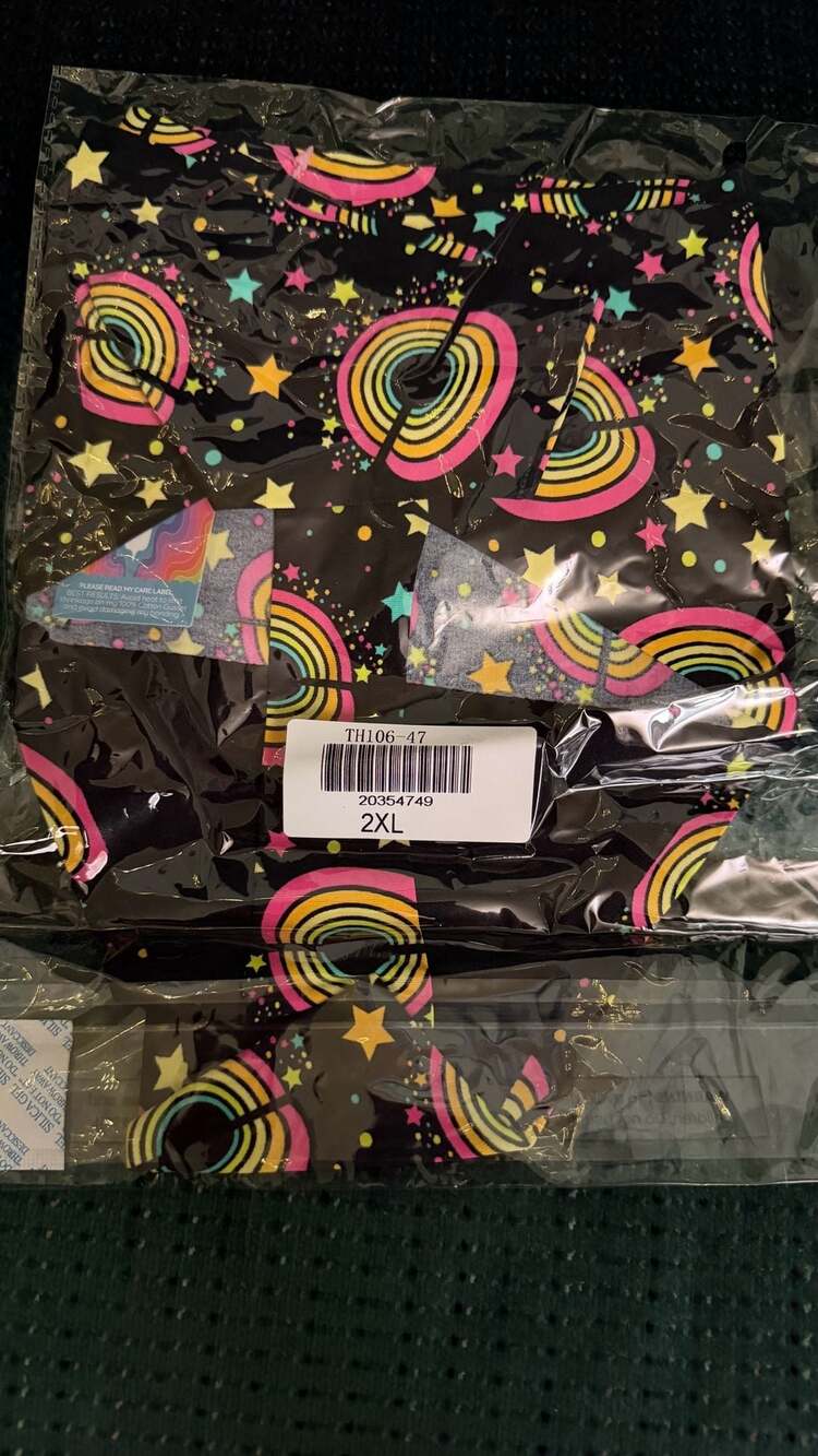 Cheek Boss Neon Rainbow Star Print Thong Underwear 2XL